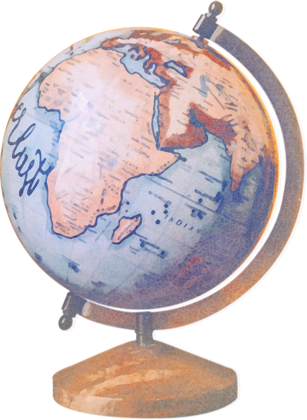 写实风小清新物件贴纸-地球仪